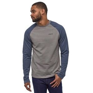 Patagonia Navy Blue Gray P-6 Logo Lightweight Crew Sweatshirt Men's Small Shirt
